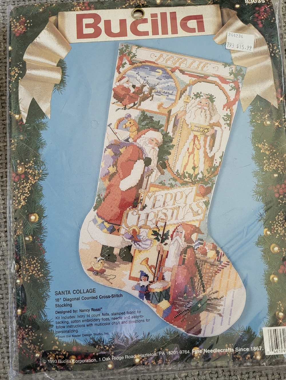 Bucilla Santa Collage Counted Cross-Stitch Stocking Kit - Multicolor